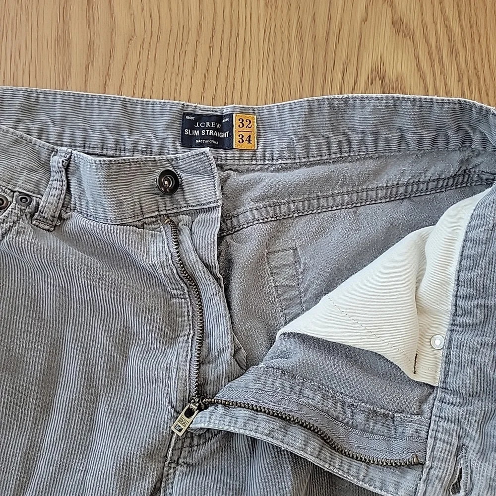J.CREW Corduroy Pants Men's Slim Straight Gray Size‎ 32x34 Cotton